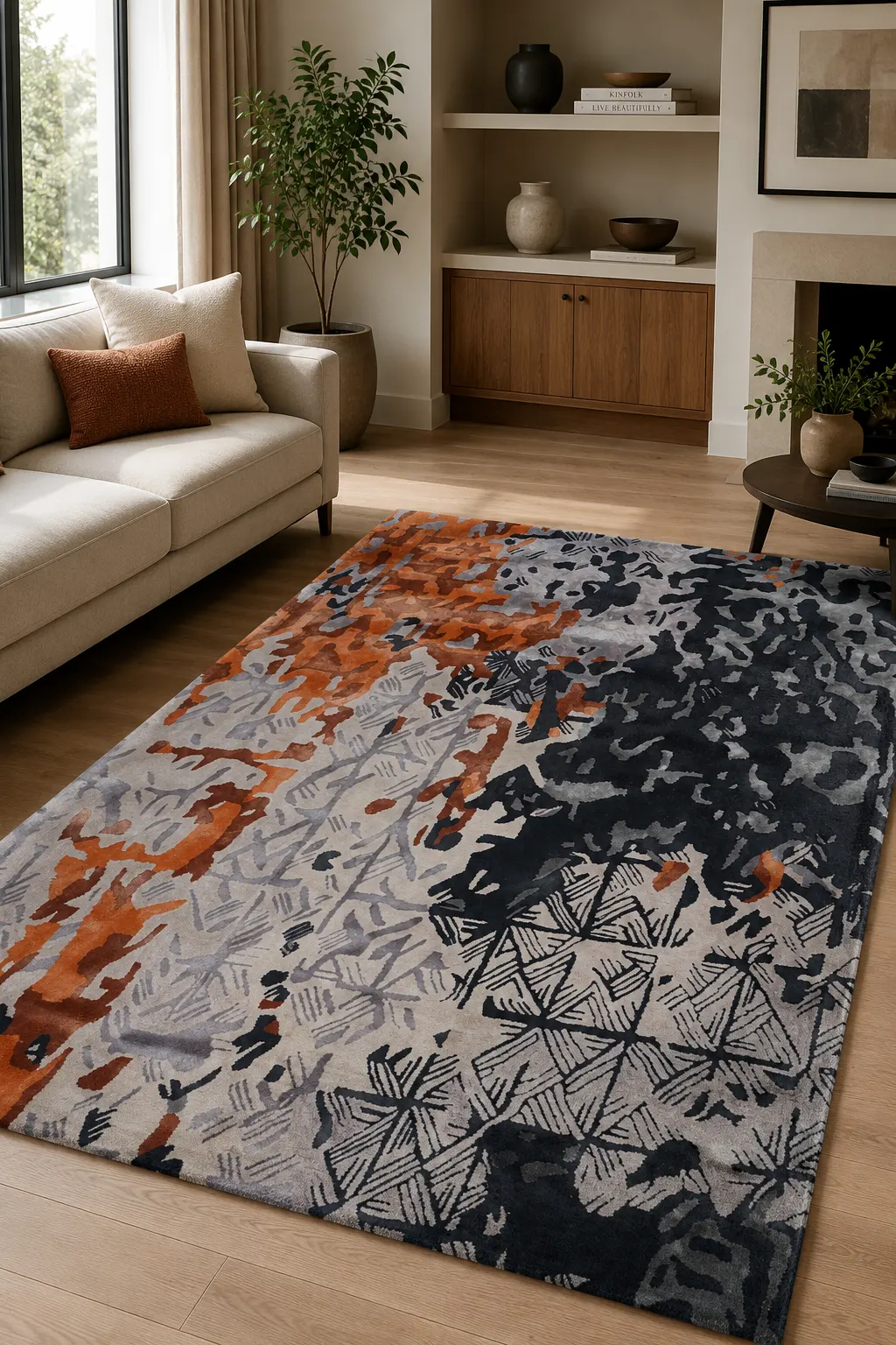 Ember Mosaic Hand Tufted Woolen Rug