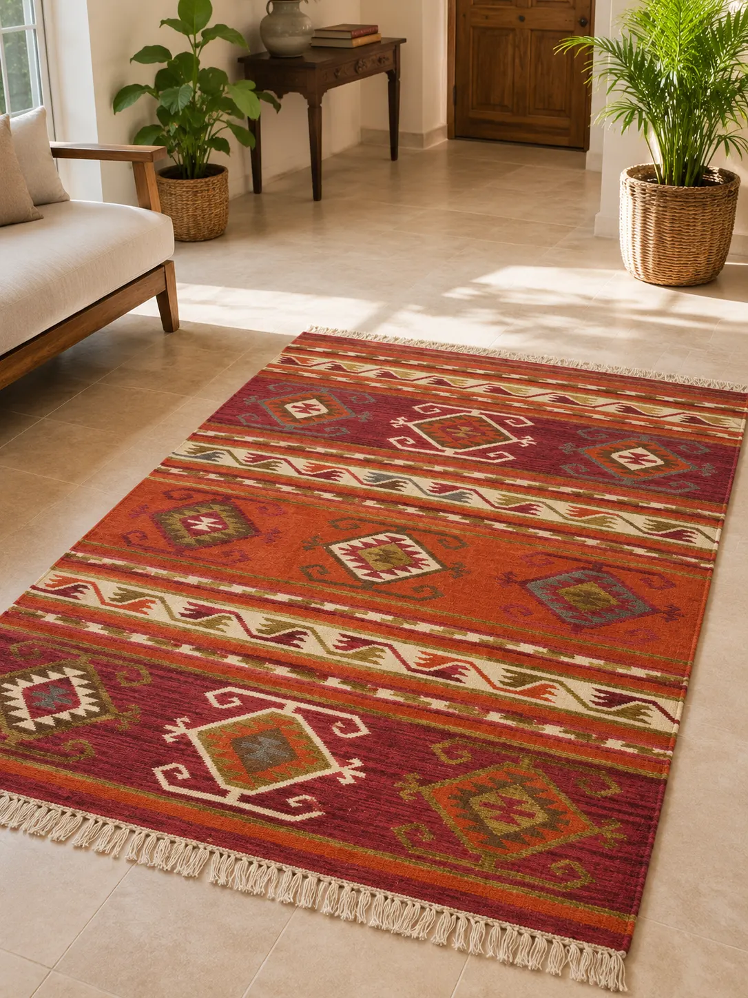 Sunset Nomad Hand Woven Woolen Kilim Rug