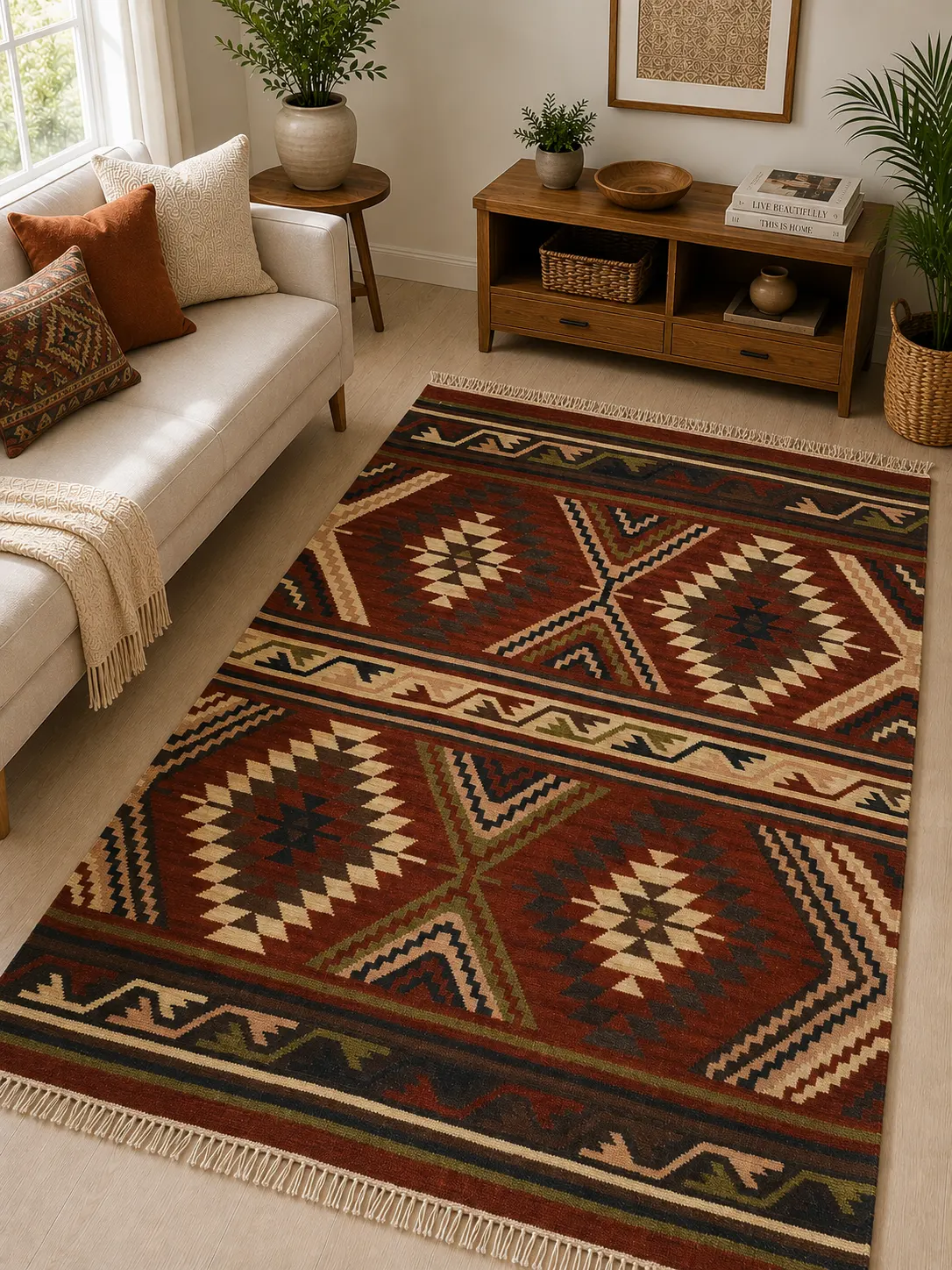 Terracotta Mountain Hand Woven Woolen Kilim