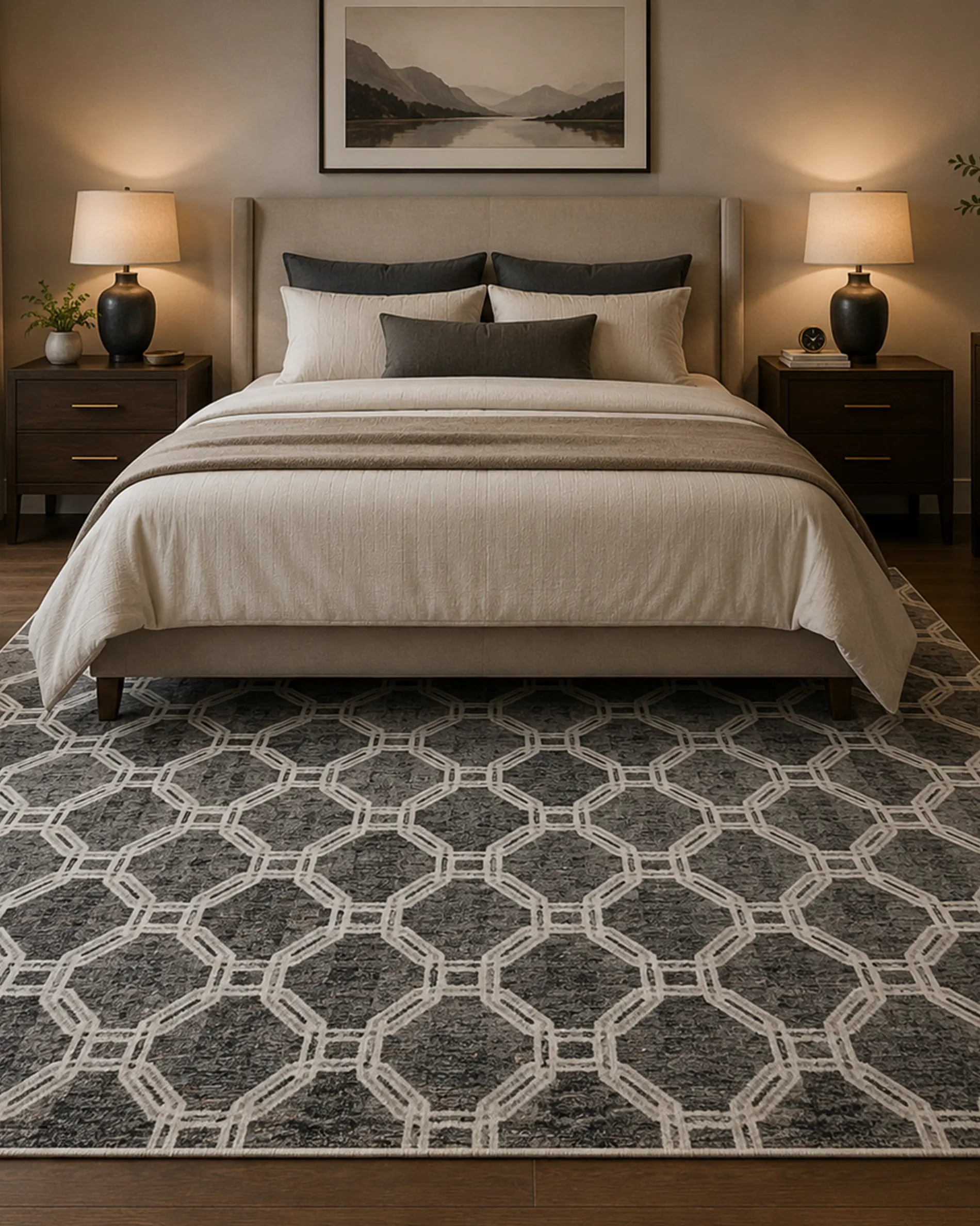 Modern Octagon Trellis Hand Tufted Woolen Rug