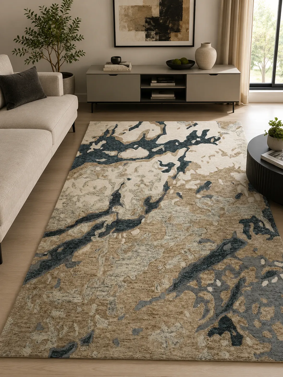 Obsidian Sandstone Hand Tufted Woolen Rug