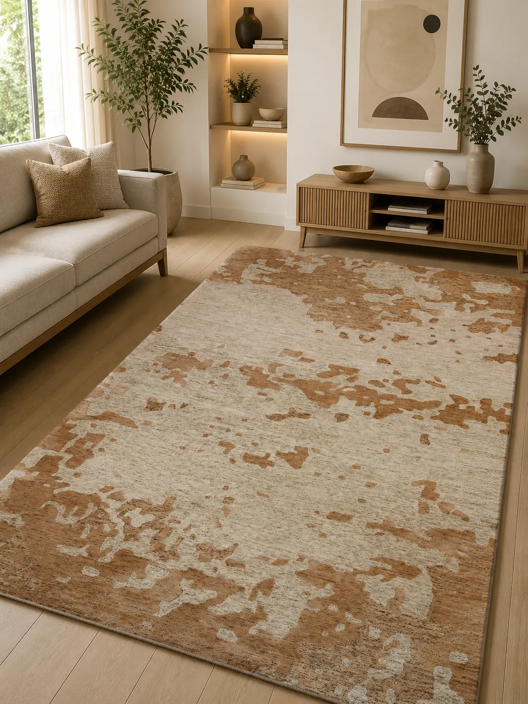 Burnt Sand Hand Tufted Woolen Rug